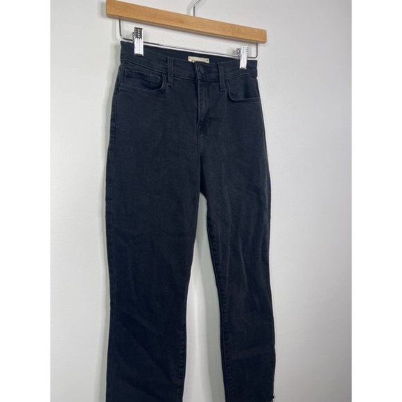 L'agence Sada Straight Leg High Rise Raw Hem Jeans Women's Black Size: 23 NWOT - Picture 4 of 9